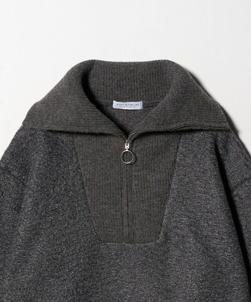 A DAY IN THE LIFE UNITED ARROWS(アデイインザライフユナイテッドアローズ)の「ブークレ ハーフジップ プルオーバー <A DAY IN THE LIFE>(スウェット・レディース・ダークグレー/オフホワイト・FREE)」の11枚目の写真