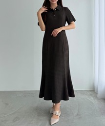 CENEA（セネア）の「ストレッチジャガードポロワンピース(ペチワンピースset)（ワンピース）」