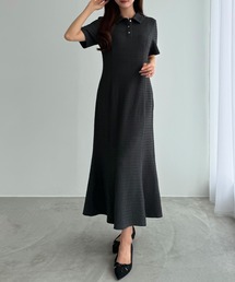 CENEA（セネア）の「ストレッチジャガードポロワンピース(ペチワンピースset)（ワンピース）」