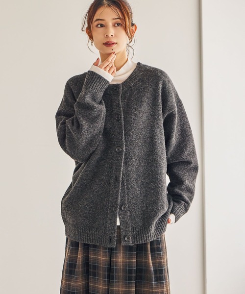 studio CLIP（スタディオクリップ）の「7ゲージダブルフロントウールミックスニットカーディガン（カーディガン/ボレロ・レディース・グレー/チャコール/レッド/ライトベージュ・FREE）」の3枚目の写真