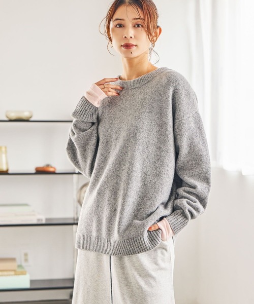 studio CLIP（スタディオクリップ）の「7ゲージダブルフロントウールミックスニットカーディガン（カーディガン/ボレロ・レディース・グレー/チャコール/レッド/ライトベージュ・FREE）」の5枚目の写真