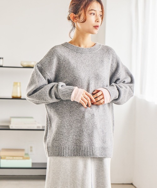 studio CLIP（スタディオクリップ）の「7ゲージダブルフロントウールミックスニットカーディガン（カーディガン/ボレロ・レディース・グレー/チャコール/レッド/ライトベージュ・FREE）」の6枚目の写真