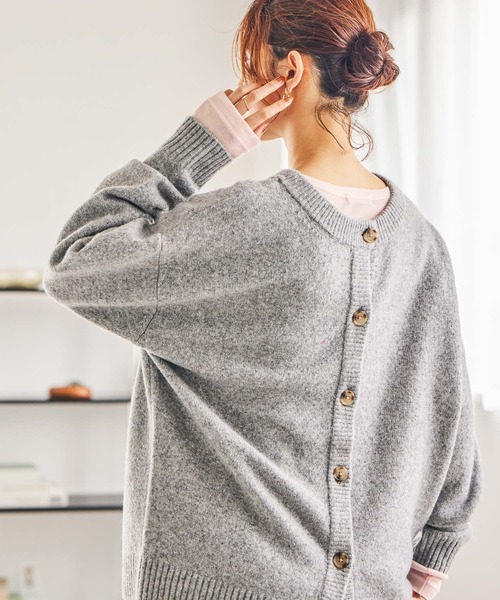 studio CLIP（スタディオクリップ）の「7ゲージダブルフロントウールミックスニットカーディガン（カーディガン/ボレロ・レディース・グレー/チャコール/レッド/ライトベージュ・FREE）」の8枚目の写真