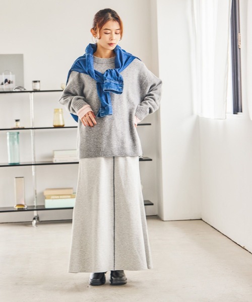 studio CLIP（スタディオクリップ）の「7ゲージダブルフロントウールミックスニットカーディガン（カーディガン/ボレロ・レディース・グレー/チャコール/レッド/ライトベージュ・FREE）」の11枚目の写真