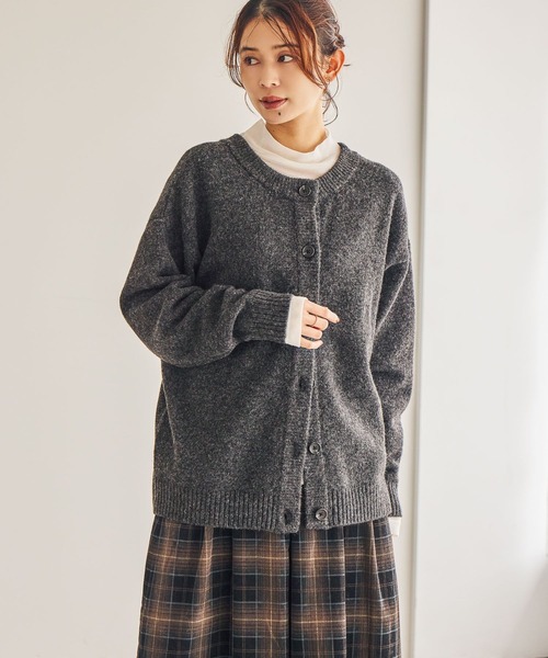 studio CLIP（スタディオクリップ）の「7ゲージダブルフロントウールミックスニットカーディガン（カーディガン/ボレロ・レディース・グレー/チャコール/レッド/ライトベージュ・FREE）」の12枚目の写真