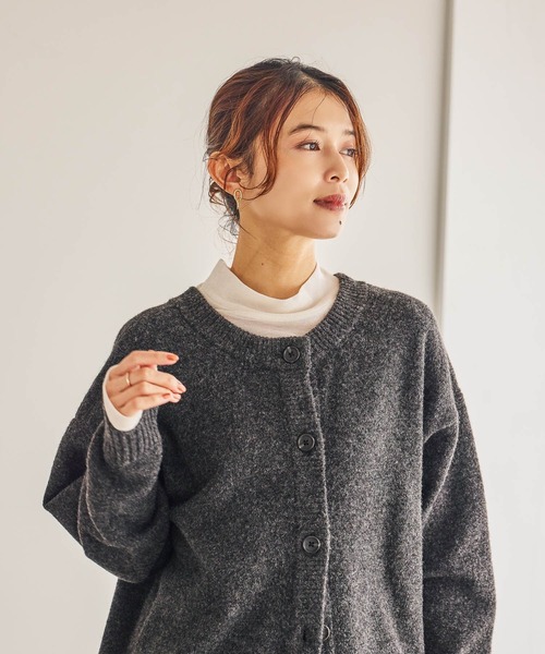 studio CLIP（スタディオクリップ）の「7ゲージダブルフロントウールミックスニットカーディガン（カーディガン/ボレロ・レディース・グレー/チャコール/レッド/ライトベージュ・FREE）」の14枚目の写真