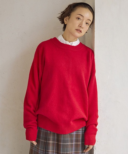 studio CLIP（スタディオクリップ）の「7ゲージダブルフロントウールミックスニットカーディガン（カーディガン/ボレロ・レディース・グレー/チャコール/レッド/ライトベージュ・FREE）」の19枚目の写真