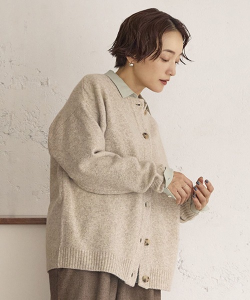 studio CLIP（スタディオクリップ）の「7ゲージダブルフロントウールミックスニットカーディガン（カーディガン/ボレロ・レディース・グレー/チャコール/レッド/ライトベージュ・FREE）」の22枚目の写真