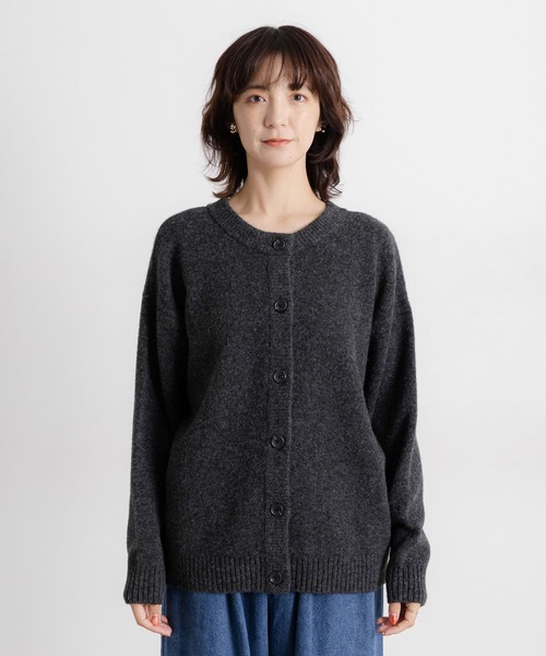 セール】7ゲージダブルフロントウールミックスニットカーディガン