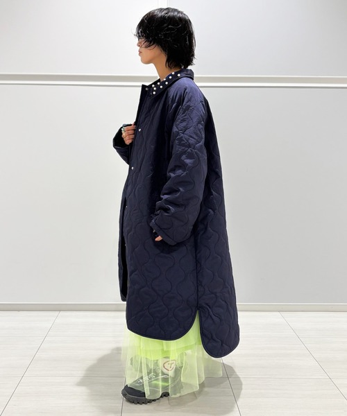 セール】パールポイントキルトロングコート/おとな（ノーカラーコート