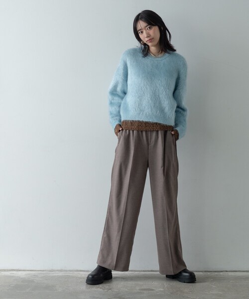 GALLEST（ギャレスト）の「Comfy SET UP｜イージーストレートスラックス【セットアップ対応／通勤／カセット服】（その他パンツ・レディース・ダークグレー/ブラック/ブラウン系・34/36/38/40）」の11枚目の写真