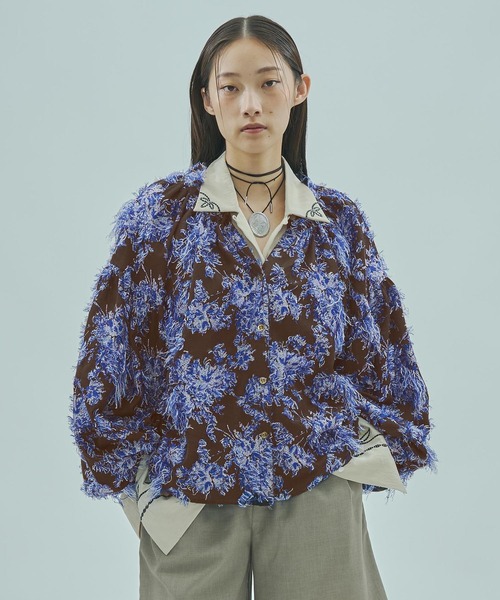 ROSE BUD（ローズバッド）の「(mag.by c)FLOWER JACQUARD BLOUSE（シャツ/ブラウス・レディース・ブラウン/ネイビー・ONE SIZE）」の13枚目の写真