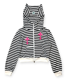 BORN SLIPPY（ボーンスリッピー）の「Twin Cross Kitty Hood Zip-up (Black)（パーカー）」