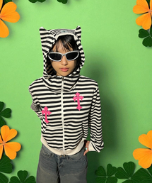 BORN SLIPPY（ボーンスリッピー）の「Twin Cross Kitty Hood Zip-up (Black)（パーカー）」