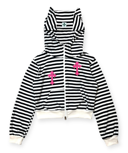 BORN SLIPPY（ボーンスリッピー）の「Twin Cross Kitty Hood Zip-up (Black)（パーカー・レディース・ブラック・FREE）」の4枚目の写真
