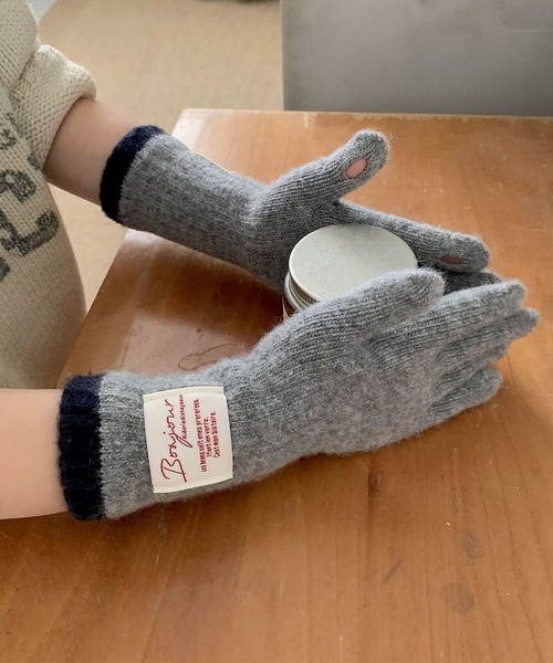 aimoha（アイモハ）の「【aimoha-KIDS-】キッズ アームウォーマーニットグローブ（手袋・キッズ・オフホワイト/グレー/ピンク/ブラウン・FREE）」の2枚目の写真