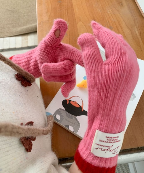 aimoha（アイモハ）の「【aimoha-KIDS-】キッズ アームウォーマーニットグローブ（手袋・キッズ・オフホワイト/グレー/ピンク/ブラウン・FREE）」の9枚目の写真