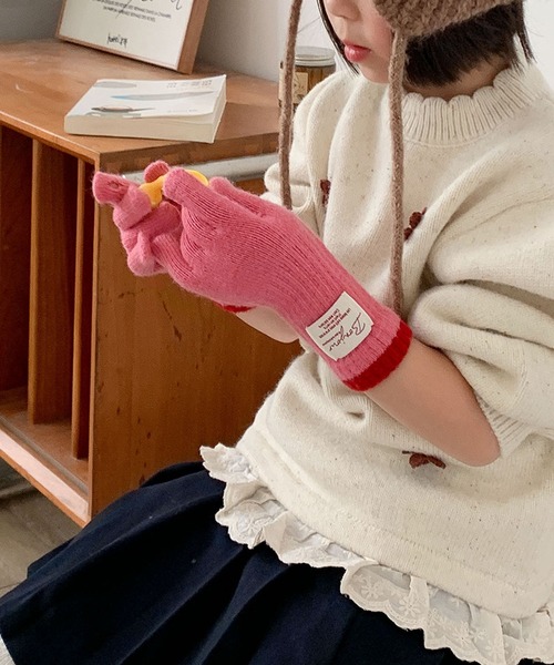 aimoha（アイモハ）の「【aimoha-KIDS-】キッズ アームウォーマーニットグローブ（手袋・キッズ・オフホワイト/グレー/ピンク/ブラウン・FREE）」の10枚目の写真