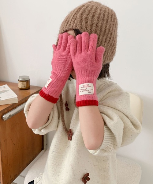 aimoha（アイモハ）の「【aimoha-KIDS-】キッズ アームウォーマーニットグローブ（手袋・キッズ・オフホワイト/グレー/ピンク/ブラウン・FREE）」の13枚目の写真