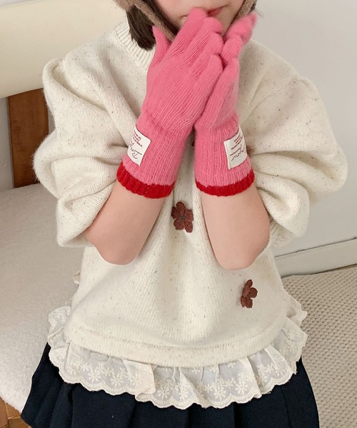 aimoha（アイモハ）の「【aimoha-KIDS-】キッズ アームウォーマーニットグローブ（手袋・キッズ・オフホワイト/グレー/ピンク/ブラウン・FREE）」の14枚目の写真