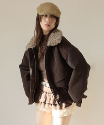 Ulysses（ユリシス）の「ボア襟スエードライクブルゾン（ライダースジャケット）」