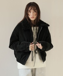 Ulysses（ユリシス）の「ボア襟スエードライクブルゾン（ライダースジャケット）」