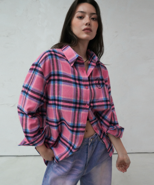 Vivacious（ビバシャス）の「Pop Over Check Shirt BLUE（シャツ/ブラウス・レディース・ブルー・SMALL/MEDIUM）」の2枚目の写真