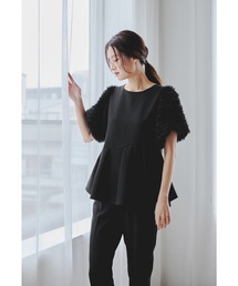 niana | パフスリーブペプラムブラウスセットアップ 2点セット レディース パンツスーツ フォーマル セレモニー 入学式 卒業式 成人式 七五三 お宮参り ママ(スーツセット)