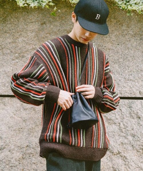 niko and...(ニコアンド)の「アソートレザー巾着ショルダーバッグ(ショルダーバッグ・メンズ・ブラック/ベージュ・FREE)」の3枚目の写真