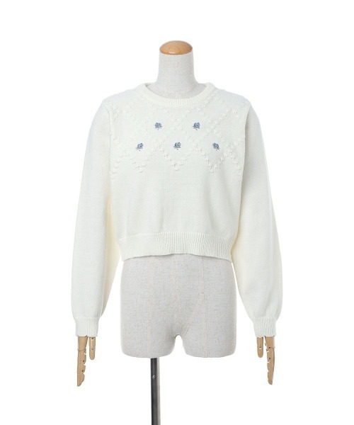 F i.n.t（フィント）の「プチローズ刺繍ニットプルオーバー/fint フィント（ニット/セーター・レディース・オフホワイト/ライトベージュ・FREE）」の14枚目の写真