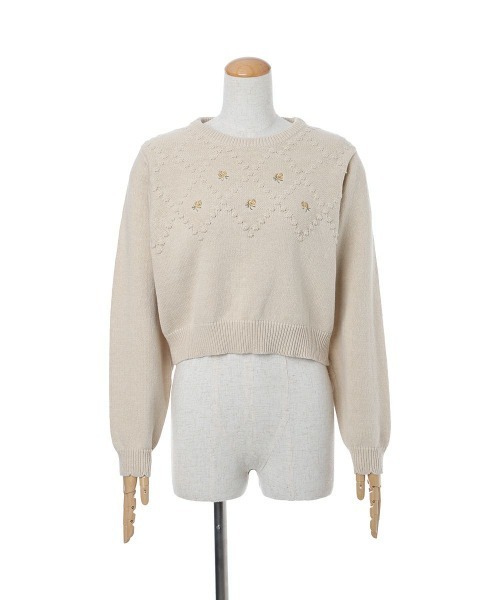 F i.n.t（フィント）の「プチローズ刺繍ニットプルオーバー/fint フィント（ニット/セーター・レディース・オフホワイト/ライトベージュ・FREE）」の15枚目の写真