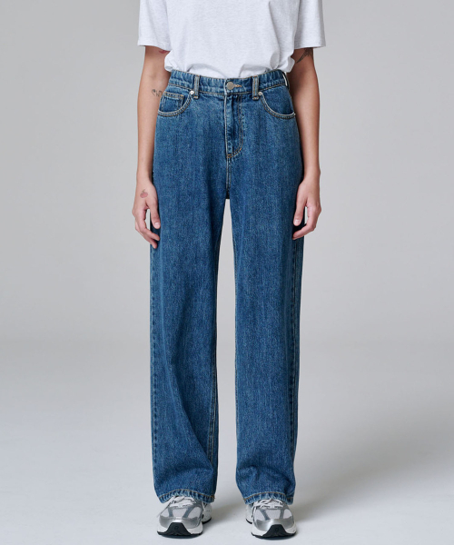 MALOUPE（マロップ）の「9133 レギュラーワイドデニムパンツ（ミディアムインディゴ）（デニムパンツ・レディース・ダークインディゴブルー・26/28/30）」の3枚目の写真