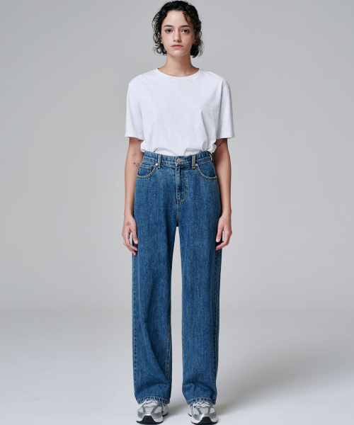 MALOUPE（マロップ）の「9133 レギュラーワイドデニムパンツ（ミディアムインディゴ）（デニムパンツ・レディース・ダークインディゴブルー・26/28/30）」の5枚目の写真
