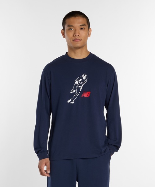 NEW BALANCE(ニューバランス)の「大谷翔平オールウェイズオンロゴ長袖Tシャツ(Tシャツ/カットソー・メンズ・ネイビー/ホワイト/ブラック・SMALL/MEDIUM/LARGE/X-LARGE/XX-LARGE/XXX-LARGE)」の3枚目の写真