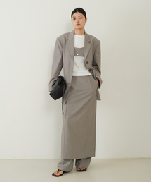 Tucked Pencil Maxi Skirt Gray