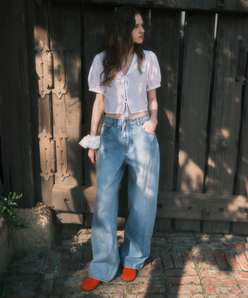 CITTA（シータ）の「フロントディテールカーブルーズデニムパンツ_CTD420(ライトブルー)（デニムパンツ・レディース・スカイブルー・SMALL）」の4枚目の写真