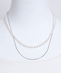 Zoule（ゾーラ）の「Zoule ゾーラ：STAINLESS ステンレスシリーズ　Stainless N-72　パール　2連　ネックレス（ネックレス）」