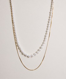 Zoule（ゾーラ）の「Zoule ゾーラ：STAINLESS ステンレスシリーズ　Stainless N-72　パール　2連　ネックレス（ネックレス）」