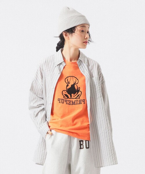 BEAMS BOY(ビームスボーイ)の「ドビー ストライプ ビッグ BDシャツ(シャツ/ブラウス・レディース・イエロー/グレー/ピンク・ONE SIZE)」の5枚目の写真