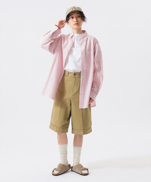 BEAMS BOY(ビームスボーイ)の「ドビー ストライプ ビッグ BDシャツ(シャツ/ブラウス・レディース・イエロー/グレー/ピンク・ONE SIZE)」の6枚目の写真