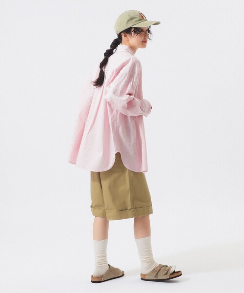 BEAMS BOY(ビームスボーイ)の「ドビー ストライプ ビッグ BDシャツ(シャツ/ブラウス・レディース・イエロー/グレー/ピンク・ONE SIZE)」の7枚目の写真