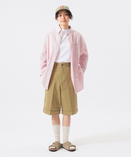 BEAMS BOY(ビームスボーイ)の「ドビー ストライプ ビッグ BDシャツ(シャツ/ブラウス・レディース・イエロー/グレー/ピンク・ONE SIZE)」の8枚目の写真