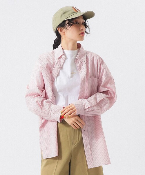 BEAMS BOY(ビームスボーイ)の「ドビー ストライプ ビッグ BDシャツ(シャツ/ブラウス・レディース・イエロー/グレー/ピンク・ONE SIZE)」の9枚目の写真