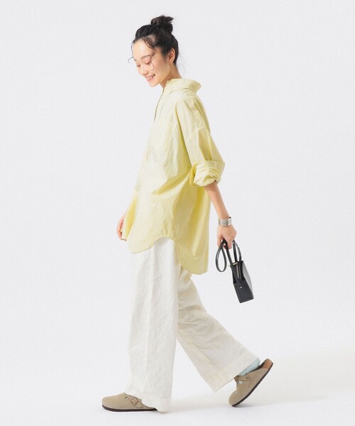 BEAMS BOY(ビームスボーイ)の「ドビー ストライプ ビッグ BDシャツ(シャツ/ブラウス・レディース・イエロー/グレー/ピンク・ONE SIZE)」の10枚目の写真