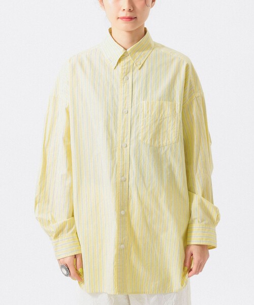 BEAMS BOY(ビームスボーイ)の「ドビー ストライプ ビッグ BDシャツ(シャツ/ブラウス・レディース・イエロー/グレー/ピンク・ONE SIZE)」の14枚目の写真