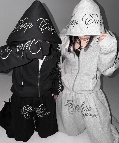 me+em select（ミームセレクト）の「【 ３color 】フロントレタリングロゴ刺繍ワイドスウェットパンツ ／ front lettering logo embroidery wide sweatpants（スウェットパンツ・レディース・ブラック/グレー/ピンク・FREE）」の10枚目の写真