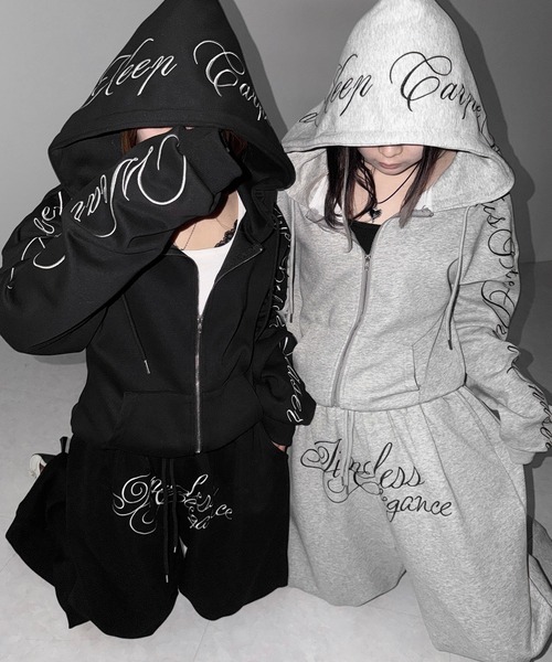 me+em select（ミームセレクト）の「【 ３color 】フロントレタリングロゴ刺繍ワイドスウェットパンツ ／ front lettering logo embroidery wide sweatpants（スウェットパンツ・レディース・ブラック/グレー/ピンク・FREE）」の11枚目の写真
