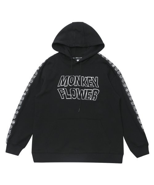 Monkey Flower(モンキーフラワー)の「共用エモジウェビングトラックスウェットフードパーカー/MF1WHD10U ブラック(パーカー・メンズ・その他・FREE)」の2枚目の写真