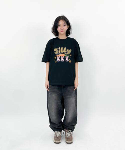 TEESSERT（ティーザート）の「シリラビット 綿 半袖Tシャツ [ブラック]（Tシャツ/カットソー・レディース・ブラック・SMALL/MEDIUM/LARGE/X-LARGE）」の4枚目の写真