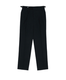 Wool adjust Double Pleat relaxed Trouser (Black)